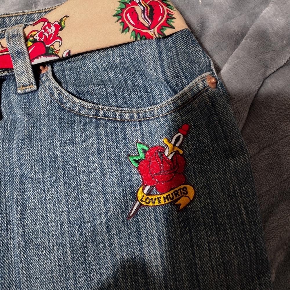 Handmade Jean Purse/ Beach Bag/ Tattoo Print with Mom/ Great for Beach! - Picture 2 of 4